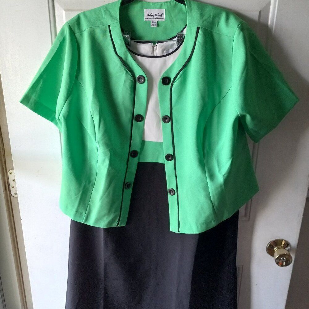 Anthony Richards Polyester Midi Dress/Jacket 20W Block colors